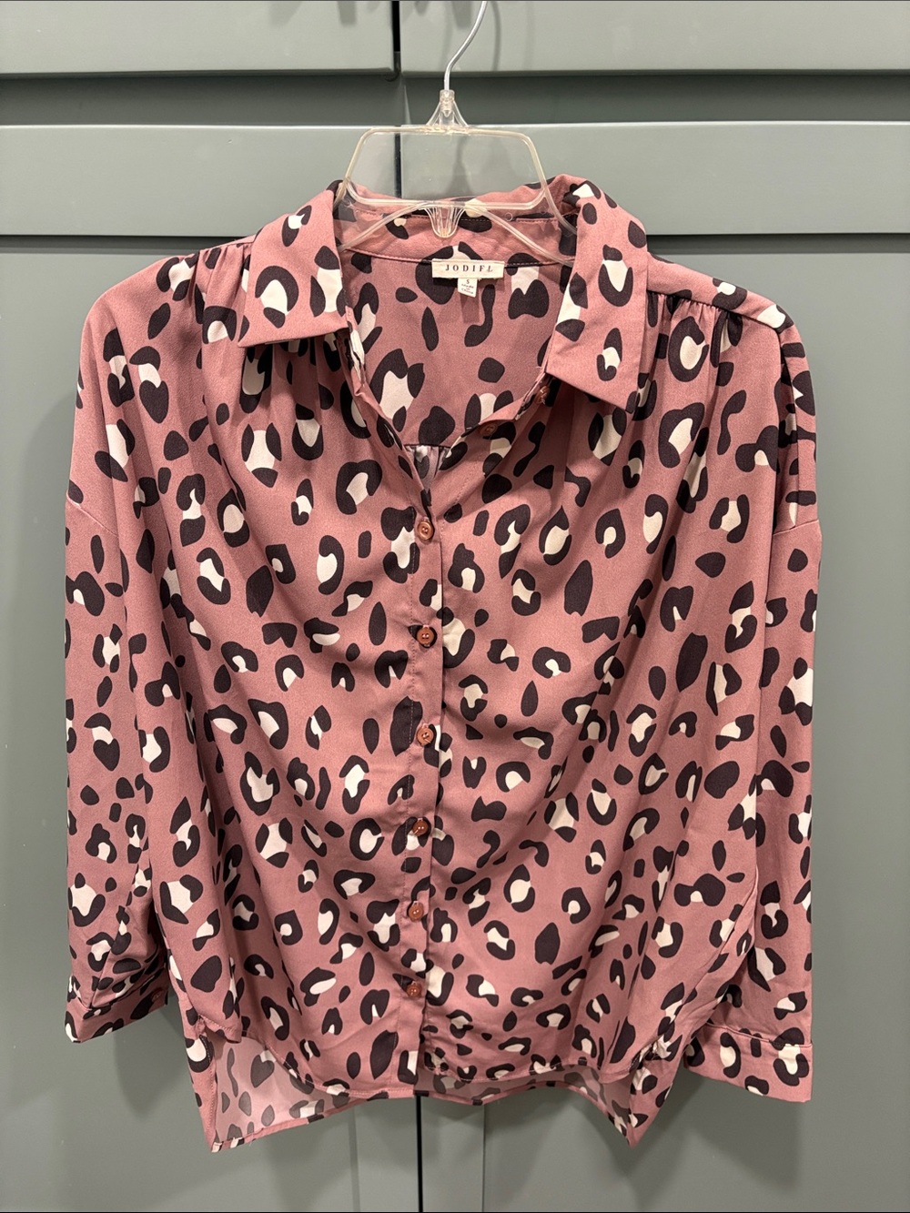 JODIFL Rose Leopard-Print Button-Down Shirt